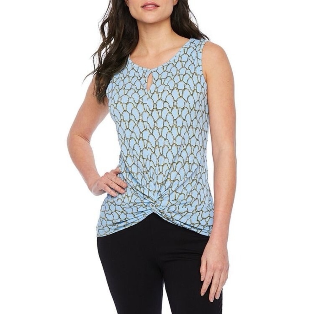 BOLD elements Blue Tie Front Tank Top